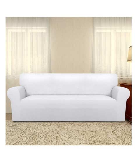 iShopping - Rainbow Linen Jersey Sofa Cover 5 Seater White