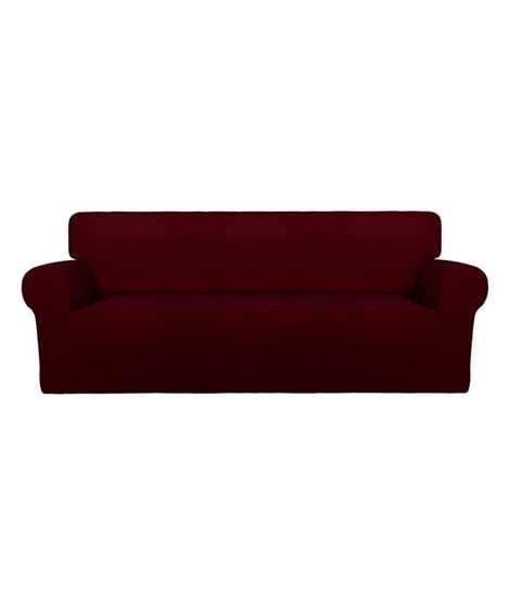 iShopping - Rainbow Linen Jersey Sofa Cover 7 Seater Red