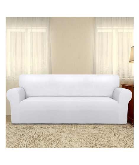 iShopping - Rainbow Linen Jersey Sofa Cover 7 Seater White