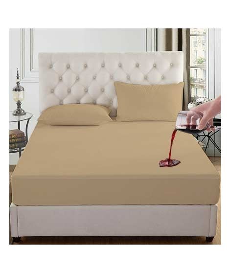 iShopping - Rainbow Linen Water Proof Fitted Bed Sheet Beige (King Size)
