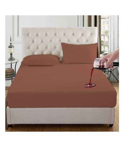 iShopping - Rainbow Linen Water Proof Fitted Bed Sheet Light Brown (King Size)