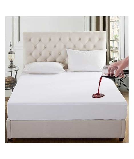 iShopping - Rainbow Linen Water Proof Fitted Bed Sheet White (King Size)