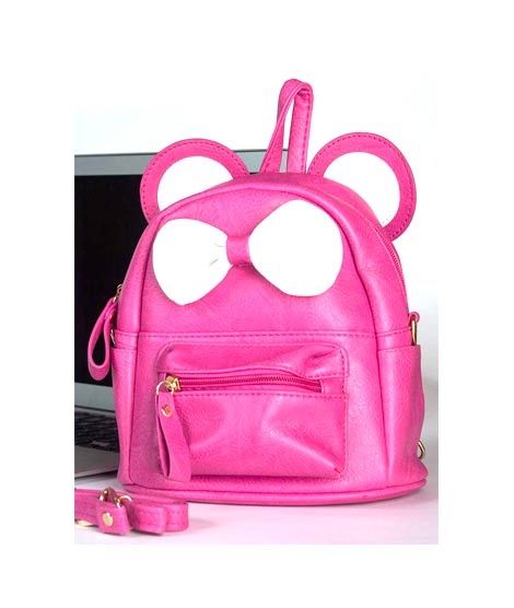 iShopping - Rangoon Bow Mini Backpack For Women Shocking Pink