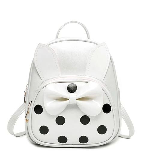 iShopping - Rangoon Bow Polka Mini Backpack For Women White
