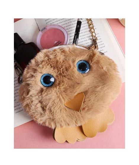 iShopping - Rangoon Fluffy Pouch Bag For Women Brown