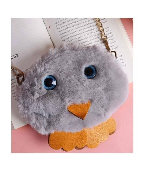 iShopping - Rangoon Fluffy Pouch Bag For Women Grey