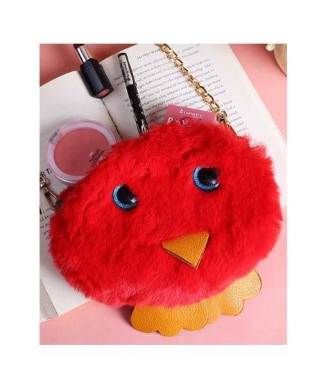 iShopping - Rangoon Fluffy Pouch Bag For Women Red