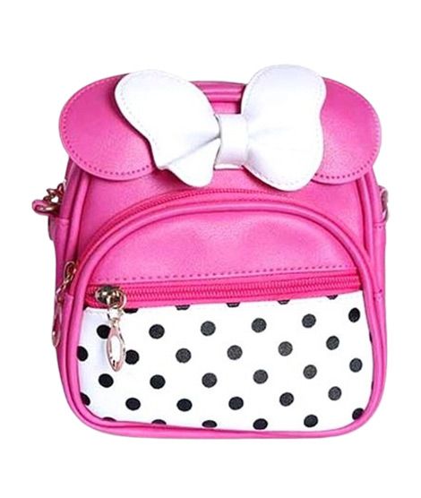 iShopping - Rangoon Polka Mini Backpack For Women Shocking Pink