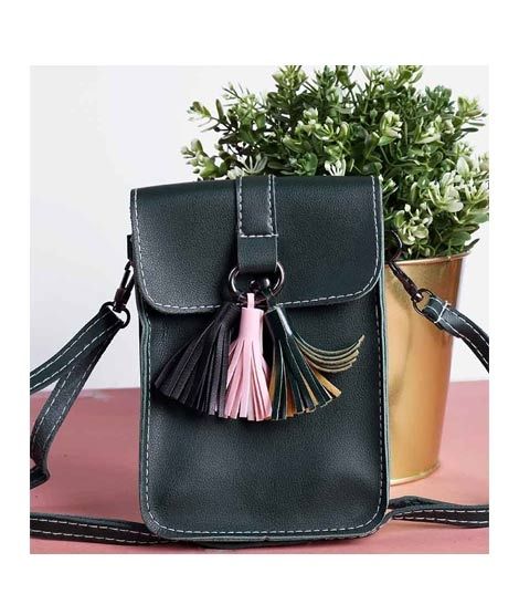 iShopping - Rangoon Tassels Mobile Bag For Women Green