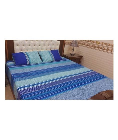 iShopping - RM Fashion Printed King Size Bed Sheet Blue (0002)