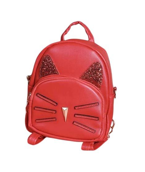 iShopping - Rangoon Cat Face Mini Backpack For Women Red