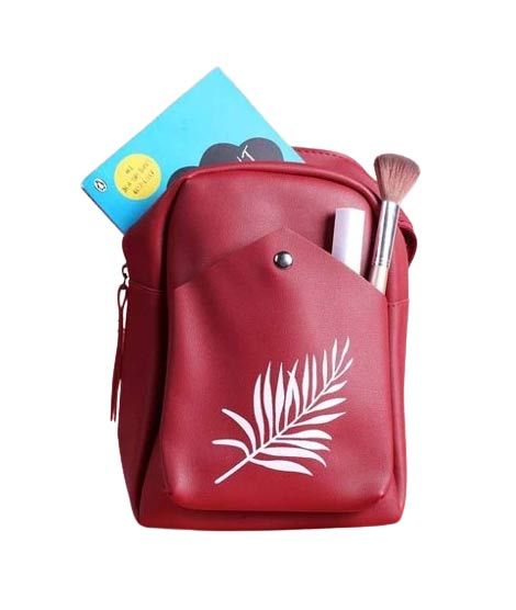 iShopping - Rangoon Leaf Mini Backpack For Women Mehroon