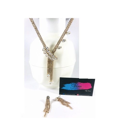 iShopping - Vero by Sania Designer Rosalia Sparkling Zirconia Necklace Set (K-269)