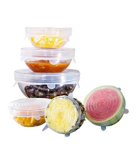 iShopping - Sasti Market Silicone Stretch Crockery Lids White 6 Pieces