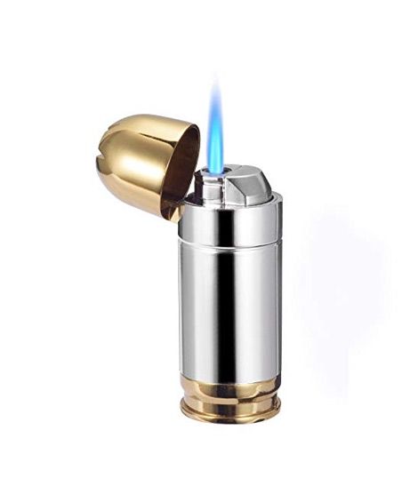 iShopping - Shop Zone Bullet Shape Refillable Cigarette Lighter Silver