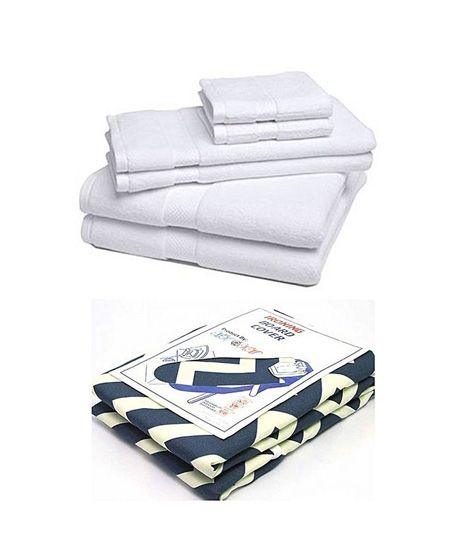 iShopping - Shopya Cotton Bath Towels Set With Iron Board Cover Pack Of 2