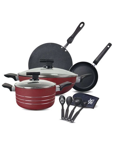 iShopping - SK Cookware Unbeatable Non Stick Cookware Gift Set Red - 11 Pieces