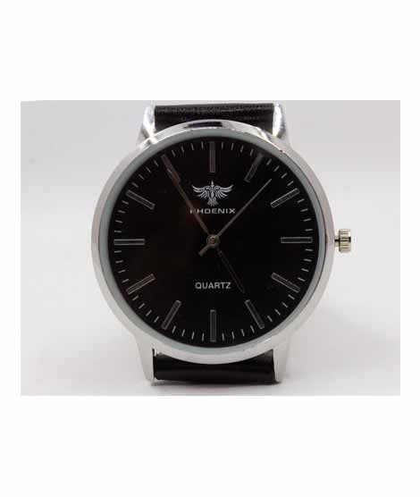 iShopping - SK-Enterprises Leather Analog Stainless Steel Watch For Men Black