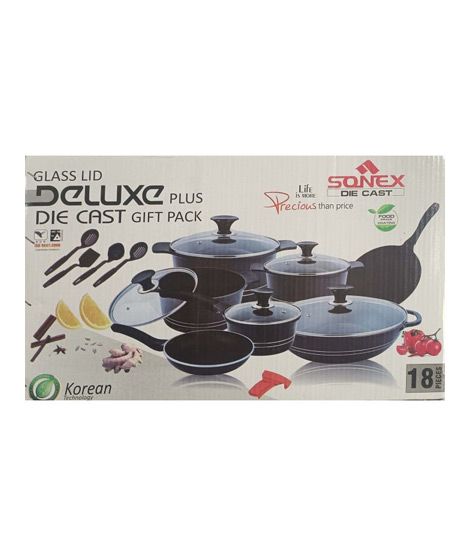 iShopping - Sonex Die Cast Cookware Gift Set Black - 18 Pcs