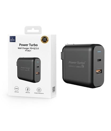 iShopping - Wiwu Power Turbo Dual PD+QC 3.0 Wall Charger 36W (PT-3621)