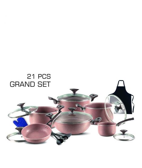 iShopping - Xelent Marble Grand Non stick Cookware Gift Set Golden - 21 Pcs