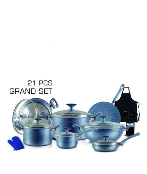 iShopping - Xelent Non stick Cookware Gift Set Blue - 21 Pcs