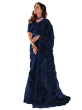 iShopping - Zr Collection Indian Unsititched Net Saree Collection-Blue
