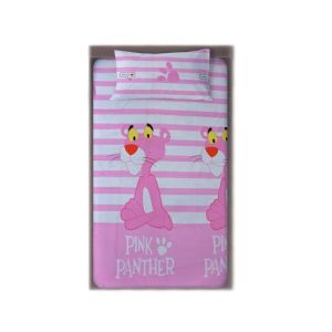 eMelaa Pink Panther Single Cotton Bed Sheet With Pillow Cover