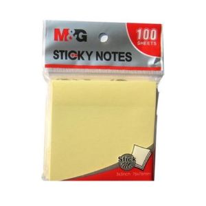 M Stationers Yellow Sticky Note Pad - 100 Sheets