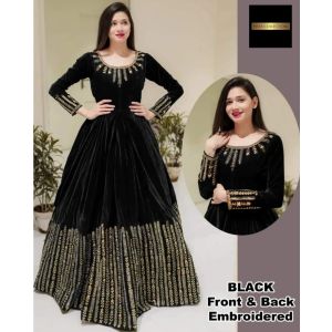 Pista Collection 2Pcs Neck Sleeves Embroidered Maxi-Black