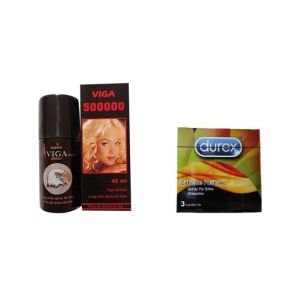 A1 Store Viga 500000 Delay Spray With Durex Pleasure Condoms (3Pcs)