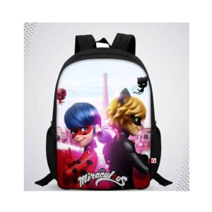 Traverse Miraculous Ladybug Digital Printed Kids Bag - Black (T318S)
