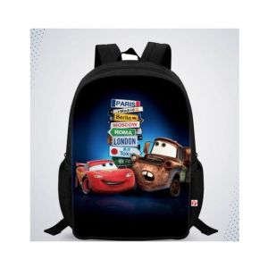 Traverse Cars Digital Printed Kids Bag - Black (T855S)