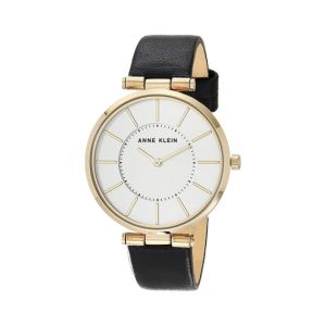 Anne Klein Leather Watch For Women Black (AK/3696SVBK)