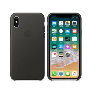Apple Leather Case For iPhone X/XS - Charcoal Gray