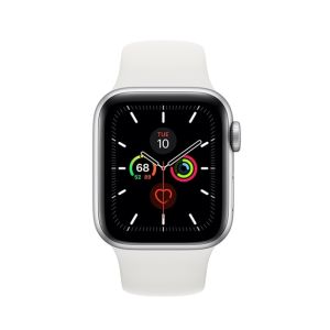 Apple Watch Series 5 44mm Silver Aluminum Case with White Sport Band - GPS (MWVD2LL/A)