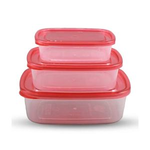 Appolio Crisper Food Container Pack Of 3-Red