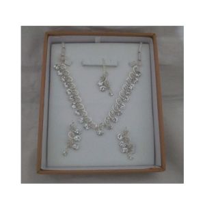 AZ Makers Diamond Style Jewellery Set For Women White