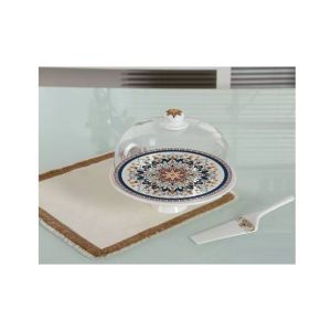Easy Shop 11" Cake Plate With Plastic Cap And Picker (1155)