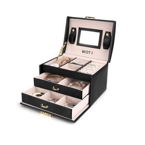 Easy Shop 3Layer Mirror Leather Jewellery Organizer