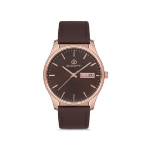 Bigotti Leather Men's Watch Dark Brown (BG.1.10168-6)