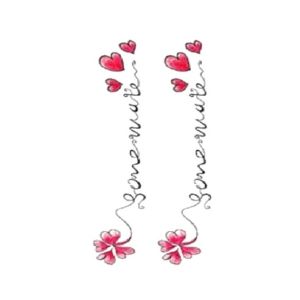 Ferozi Traders Red Heart Blossom Flower Temporary Tattoo Sticker