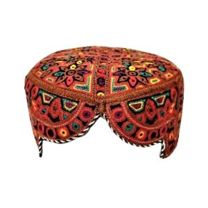 King Traditional Sindhi Ajrak Topi Red