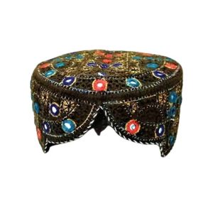 King Mirror Traditional Sindhi Ajrak Topi Brown