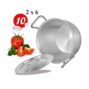 Domestic Metal Finish Cookware Cuisine Cooking Set - 10 Pcs (0083)