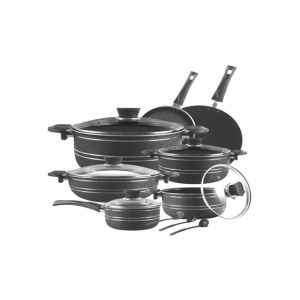 Domestic Non Stick Super Cookware Gift Set Black - 18 Pieces (0081)