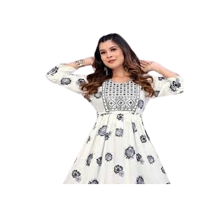 RG Shop Stylish Embroidery Frock For Women-White