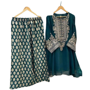 RG Shop Luxury Embroidered 3Pec Suit for Women.-Green