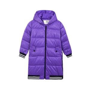 HnH Marketing Long Quilted Zipper Hoodie For Women Purple-11-12 Years