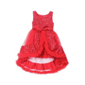 HnH Marketing Turkish Fancy Frill Fairy Frock For Kids-8-10 Year-Red